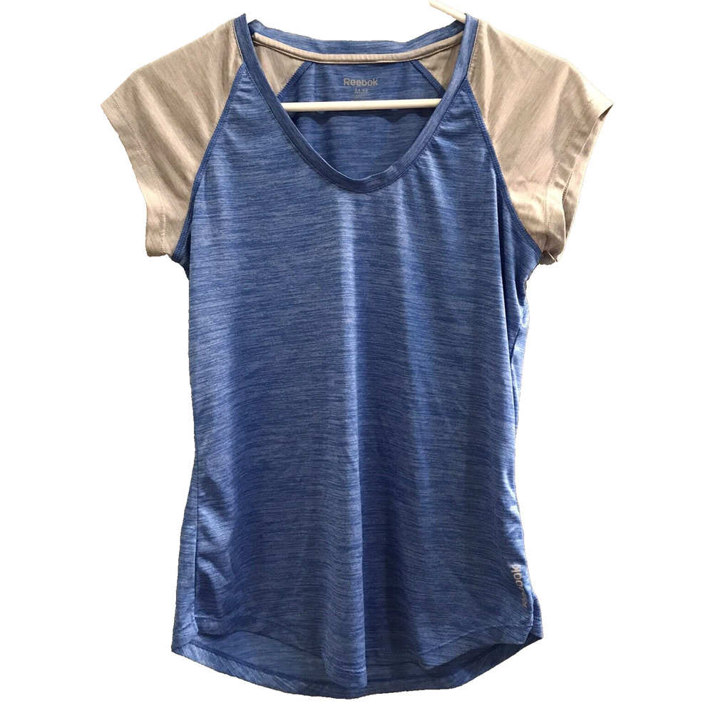 Reebok Short Sleeve Active Shirt Womens Size M Medium blue gray workout Top soft